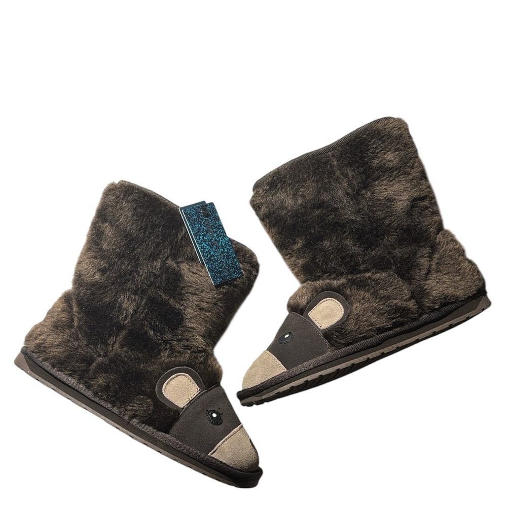 NIB Emu Australia Dark Brown Australian Wool Winter Bear Boots for Kids